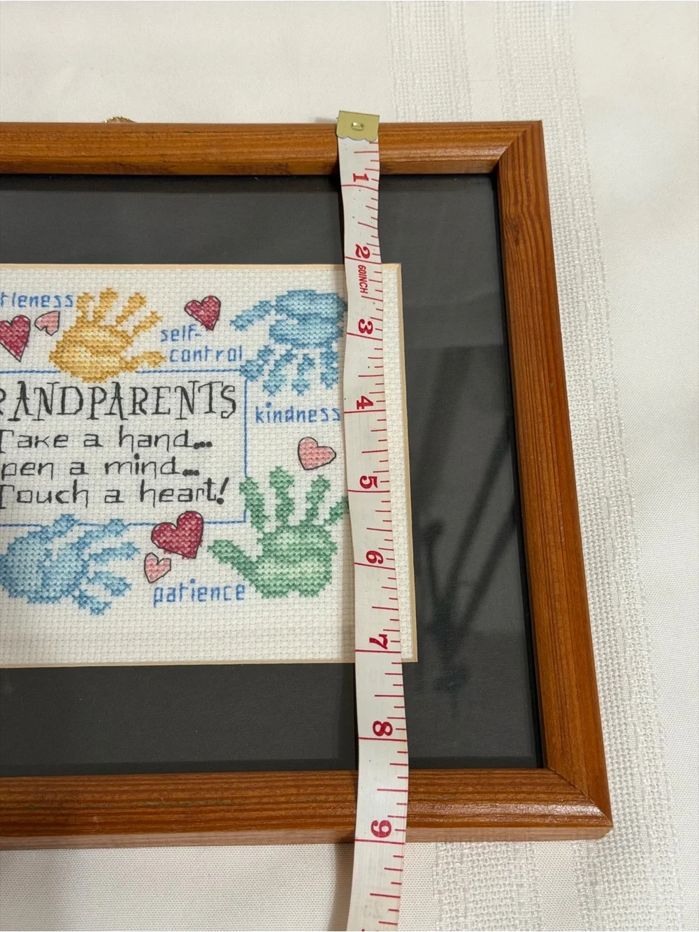 9”x11” Framed Grandparents Poem Cross Stitch Pregnancy Birth Announcement Gift
